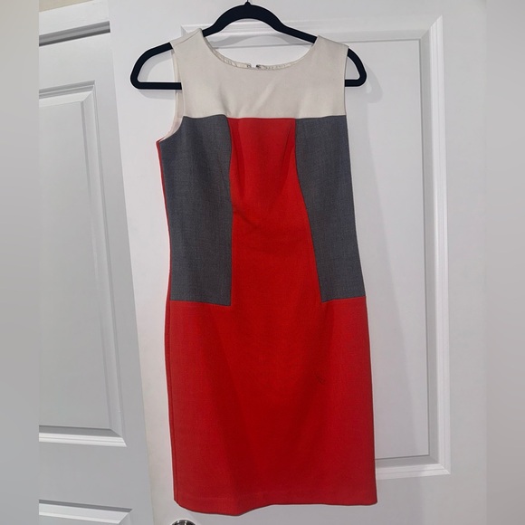 Beautiful Banana Republic Dress Sheath Colorblock Cream Grey Orange Dress Sz 2 - Picture 2 of 7